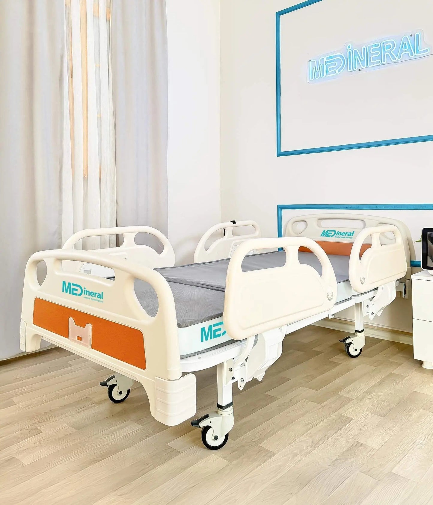 2 Motor Full Abs Hasta Karyolası + 15 Cm Antibakteriyel Visko Yatak + Alez