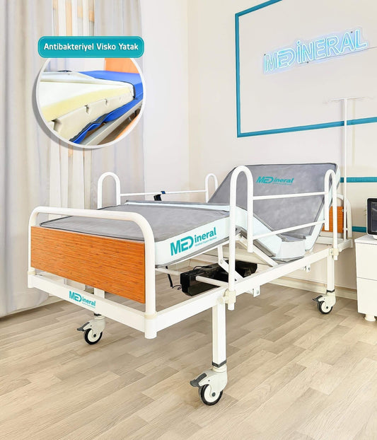 2 Motor Eko Hasta Karyolası + 15 Cm Antibakteriyel Visko Yatak + Alez