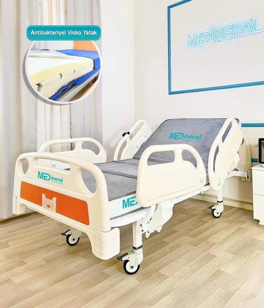 2 Motor Full Abs Hasta Karyolası + 15 Cm Antibakteriyel Visko Yatak + Alez