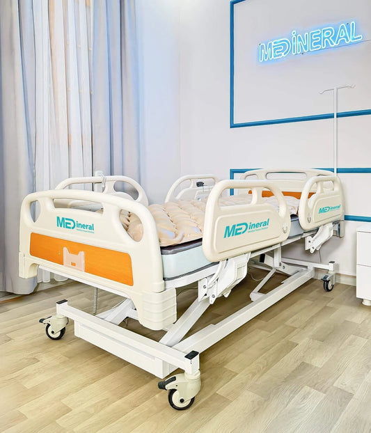 3 Motor Hasta Karyolası Full Abs Asansörlü + Baklava Tipi Havalı Yatak + Alez