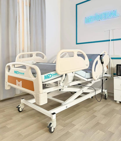 3 Motor Hasta Karyolası Full Abs Asansörlü + 15 Cm Antibakteriyel Visko Yatak + Alez