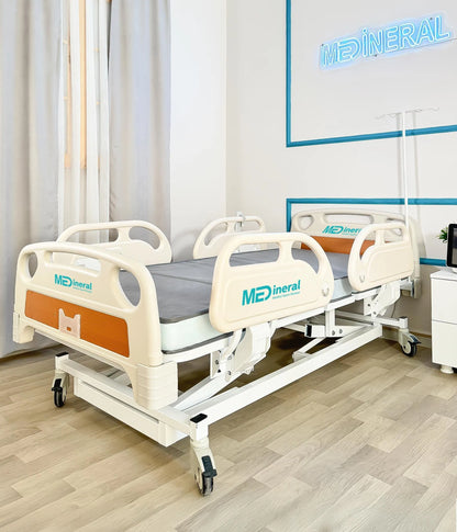 4 Motor Hasta Karyolası Full Abs Asansörlü + 15 Cm Antibakteriyel Visko Yatak + Alez