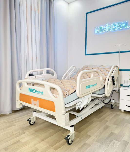 4 Motor Hasta Karyolası Full Abs Asansörlü + Baklava Tipi Havalı Yatak + Alez