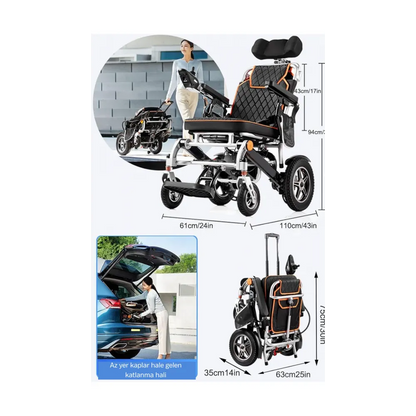 Poylin Hafif Akülü Sandalye P206 (12 Amp Lityum-iyon Pil+Baş Destekli)